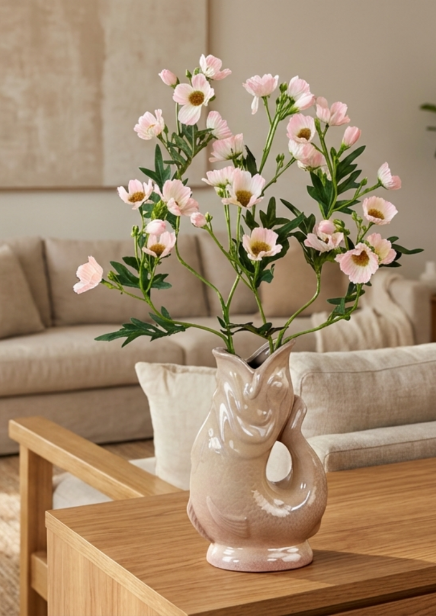 Zijden boeket "De Bloemlip vis" - incl. vaas