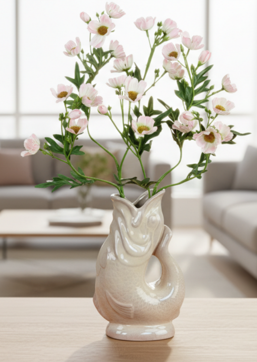 Zijden boeket "De Bloemlip vis" - incl. vaas