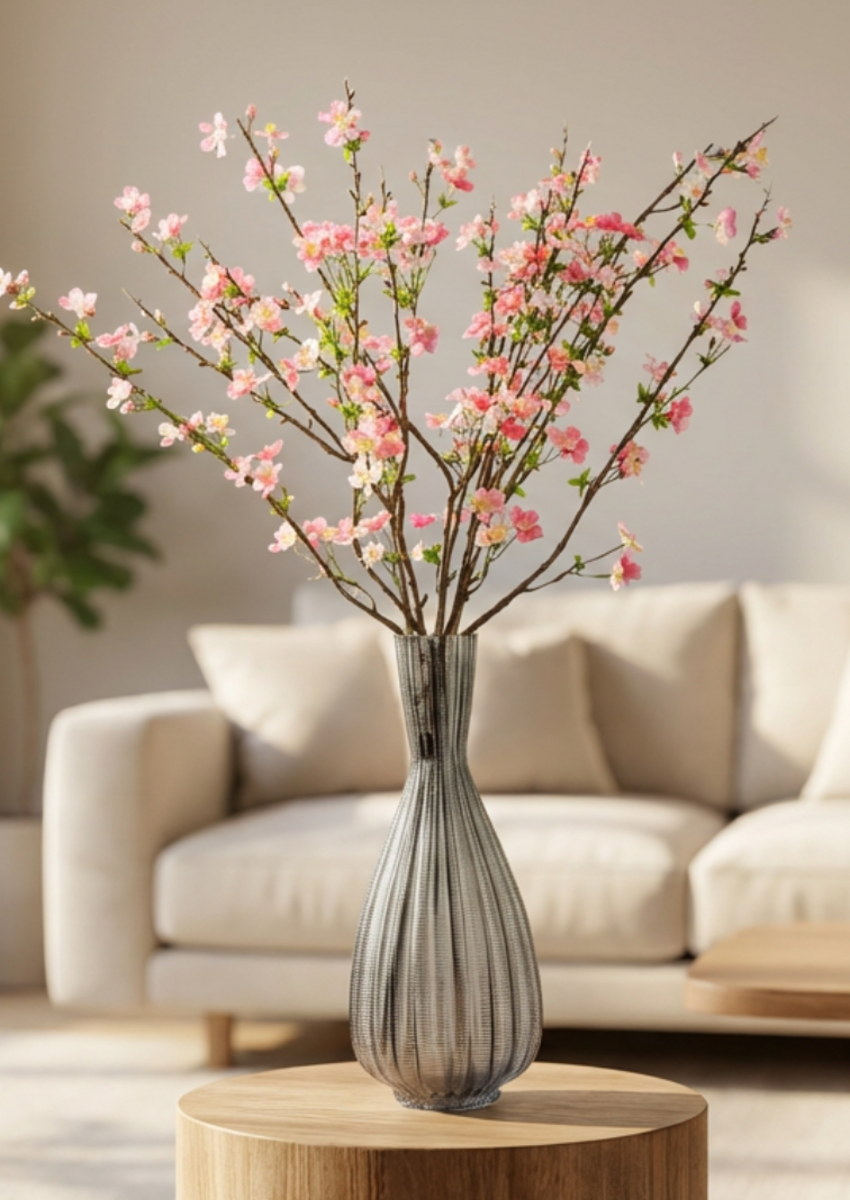 Zijden boeket "Appel Bloesem" - inclusief stijlvolle vaas | 85cm