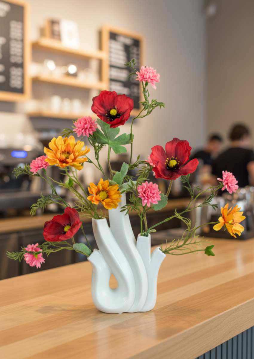 Zijden boeket "Veldbloemen"- incl. vaas