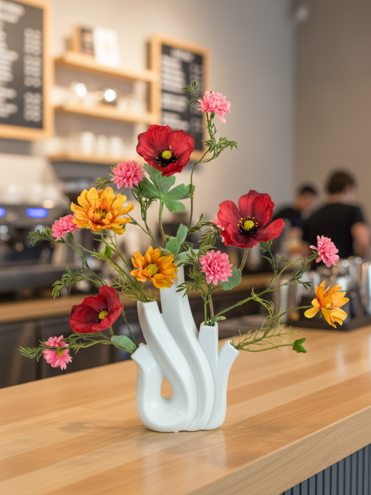 Zijden boeket "Veldbloemen" - inclusief vaas