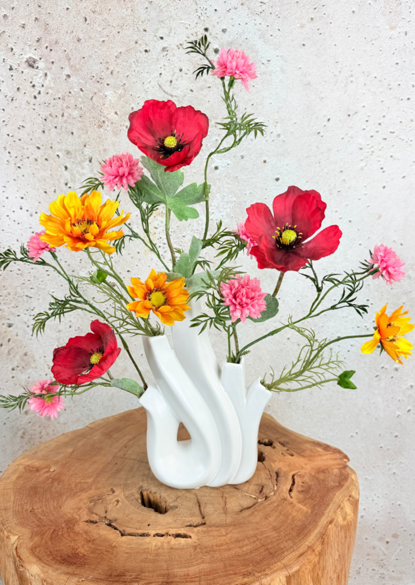 Zijden boeket "Veldbloemen"- incl. vaas