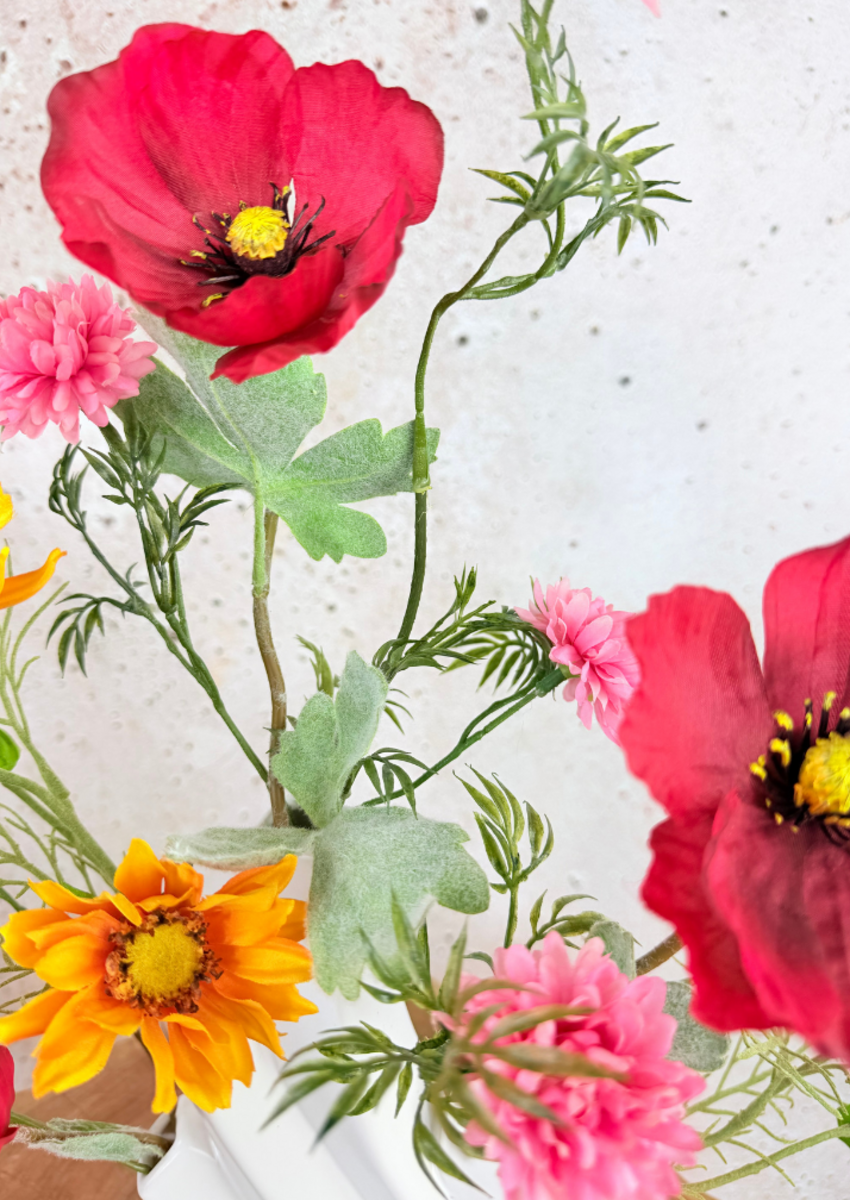 Zijden boeket "Veldbloemen"- incl. vaas