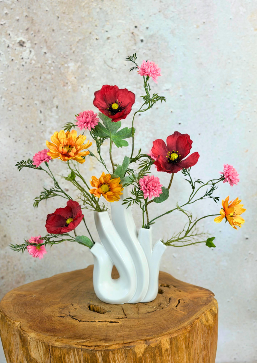Zijden boeket "Veldbloemen"- incl. vaas