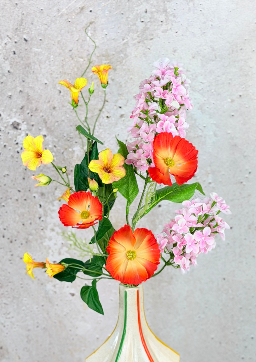 Zijden boeket ‘Pretty Flowers’ met vaas | 70cm