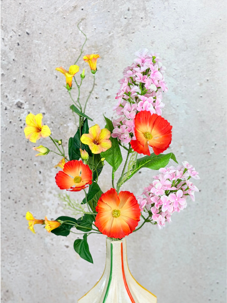 Zijden boeket ‘Pretty Flowers’ met vaas | 70cm