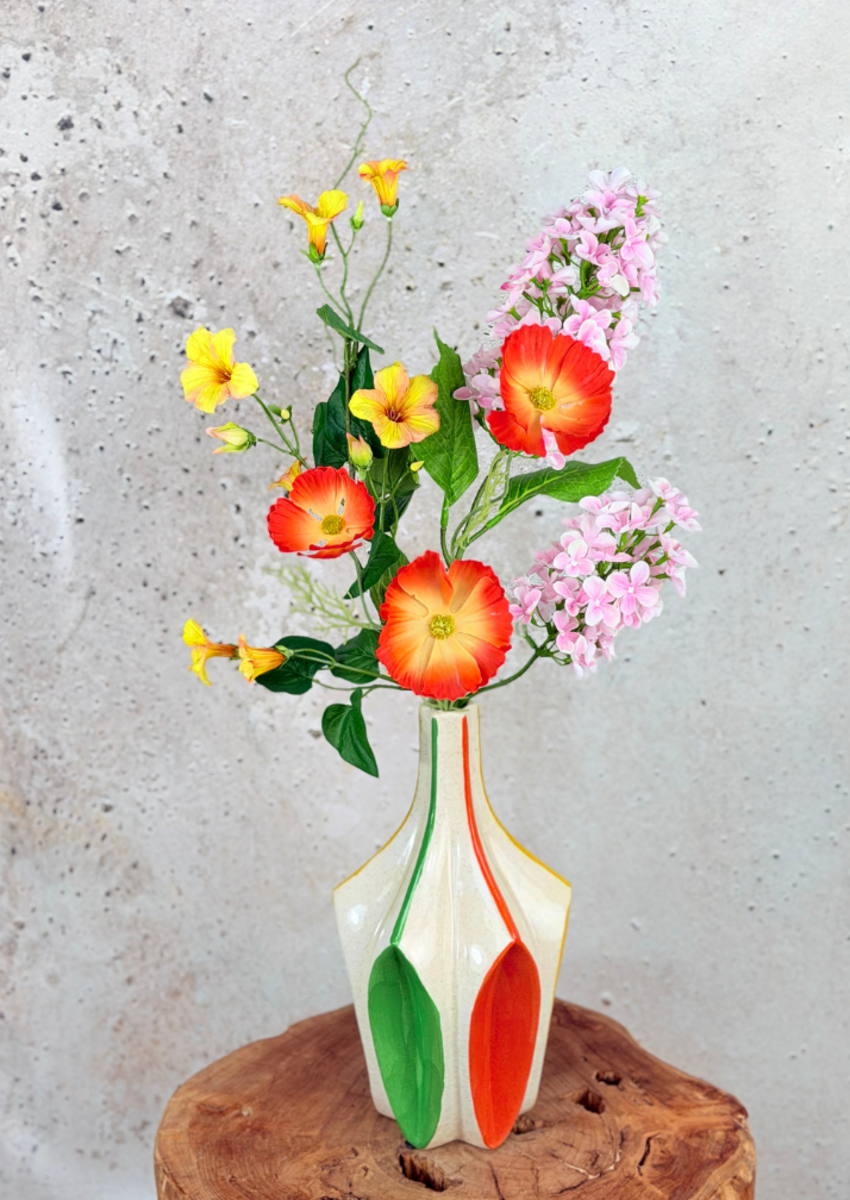 Zijden boeket ‘Pretty Flowers’ met vaas | 70cm