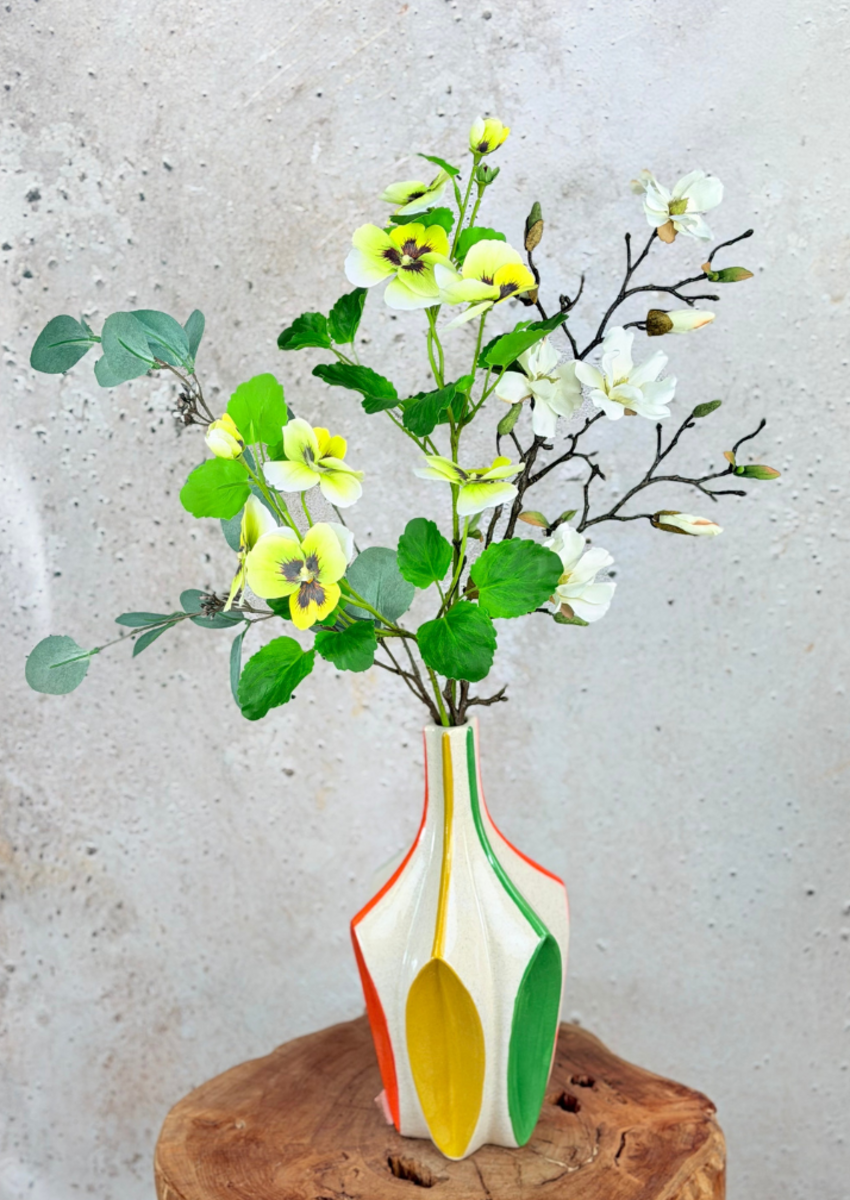 Zijden boeket ‘Elvenroot’ met vaas | 70cm