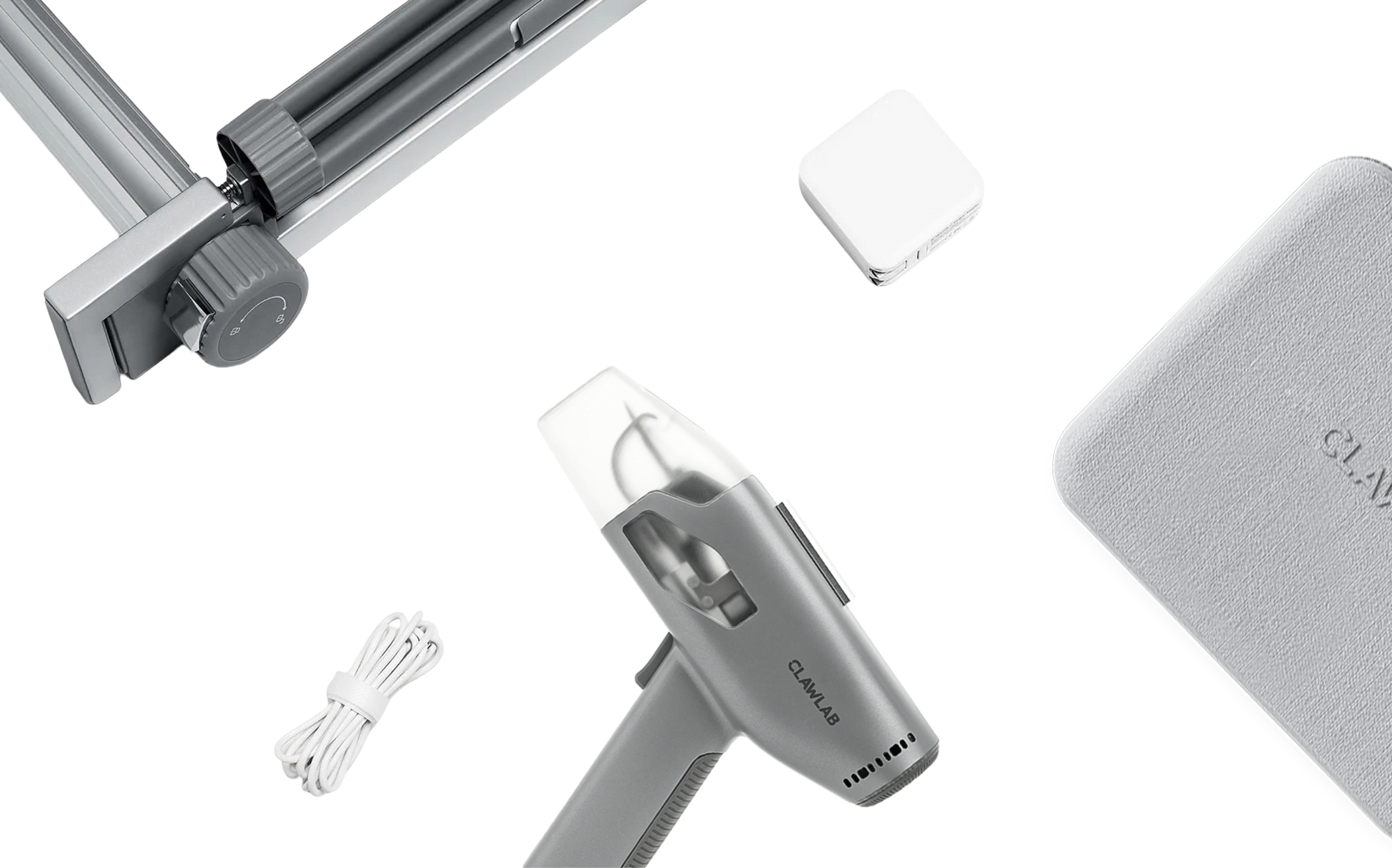 Contents of the complete Tufting Kit H1: tufting frame, cable, carry case, Tufting Gun H1.