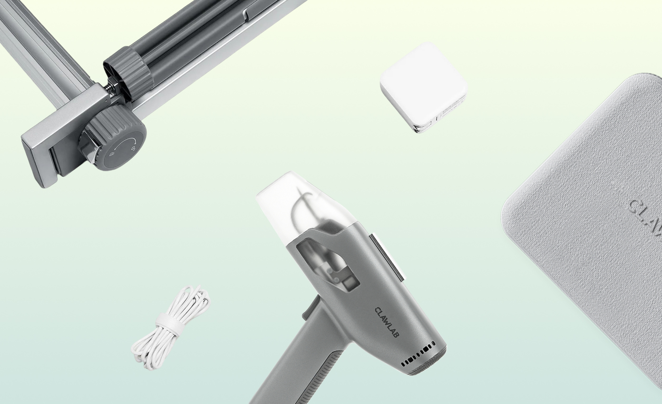 Contents of the complete Tufting Kit H1: tufting frame, cable, carry case, Tufting Gun H1.