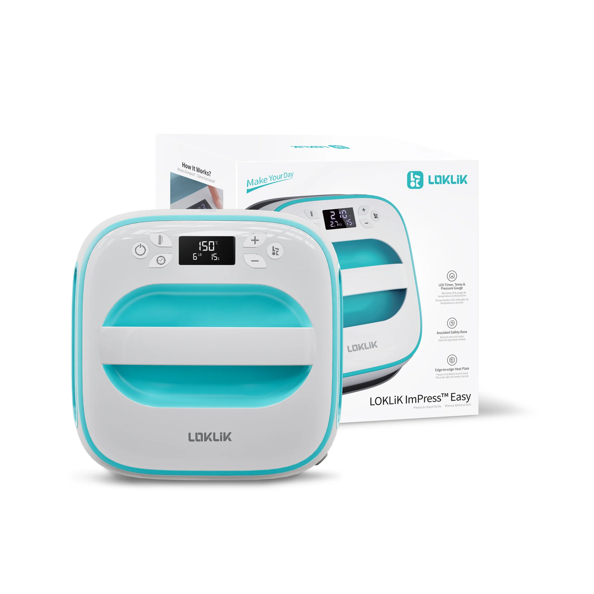 A LOKLiK Easy Heat Press in LOKLiK blue