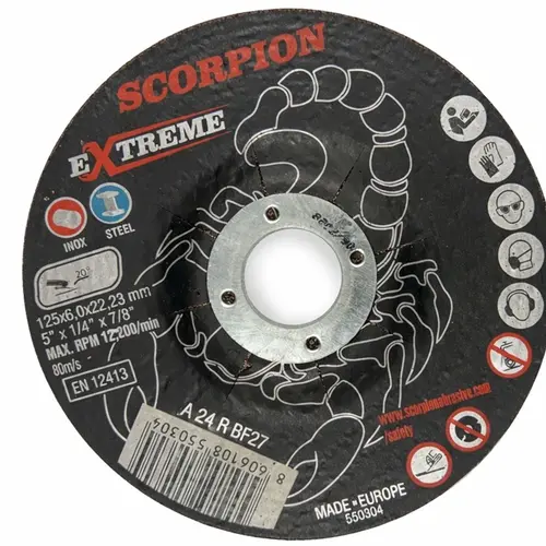 SCORPION ABRASIVE Extreme – Schruppscheibe T27 – DPC für Edelstahl und Stahl mit maximalem Materialabtrag und Kontrolle