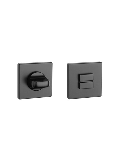 Aprile Aprile WC garnituur vierkant 52x52x7mm Zwart- verlengde stift - tot deurdikte 60mm