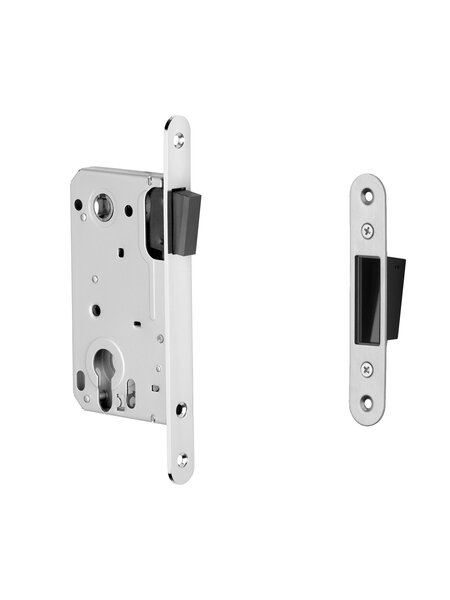 Magneetslot 2868 Cilindergat 85mm - 196x18mm - geborsteld Nikkel