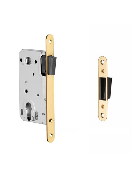 Magneetslot 2868 Cilindergat 85mm - 196x18mm - gepolijst goud PVD