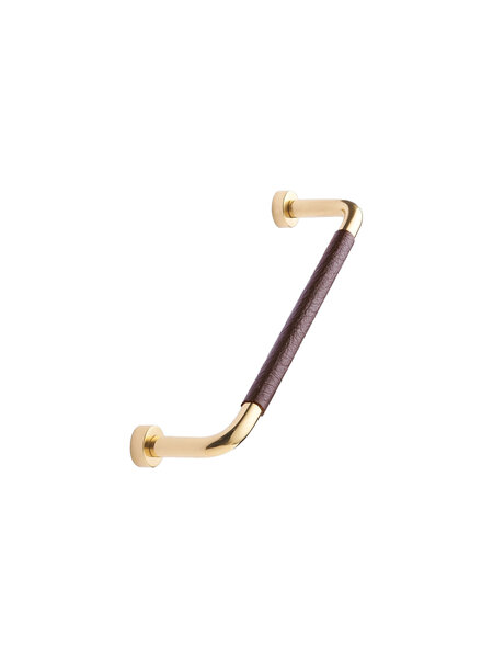 Furnipart Meubelgreep LOUNGE - gepolijst messing & bruin leer