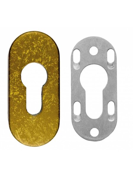 HDD VEILIGHEIDSCYLINDER PLAATJE OVAAL OLD YELLOW 6MM