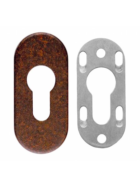 HDD VEILIGHEIDSCYLINDER PLAATJE OVAAL ROEST 9MM