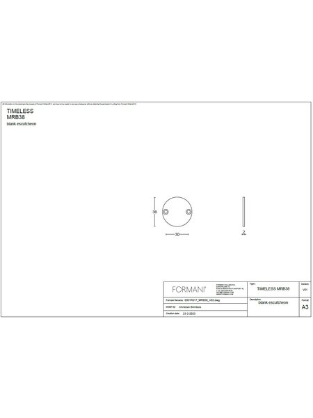 Formani 1 Blind plaatje TIMELESS MRB38 - Messing ongelakt