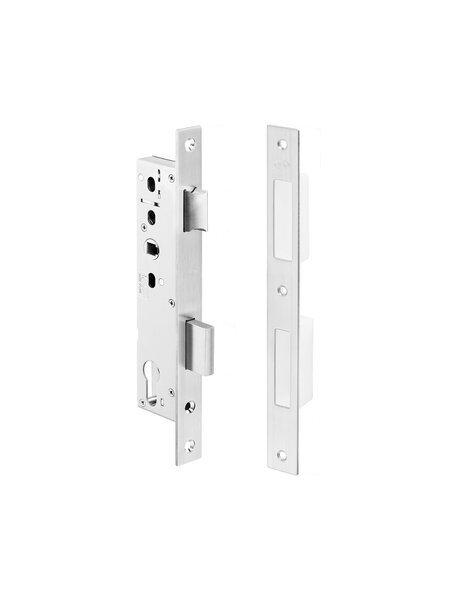 JNF Architectural Hardware JNF smalprofiel insteekslot – Asafstand 92 mm – Doornmaat 30 mm – Inox satijn