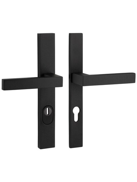 Artitec Veiligheidsdeurbeslag op recht schild SKG***  2 x deurklink METRO - Zwart - PC 72 of 92 mm
