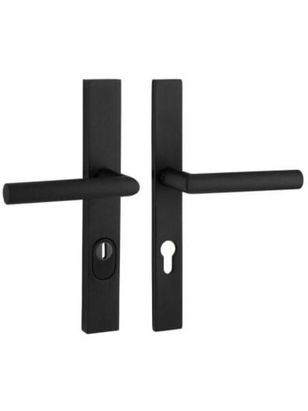 Artitec Veiligheidsdeurbeslag op recht schild SKG***  2 x deurklink T-model - Zwart - PC 72 of 92 mm