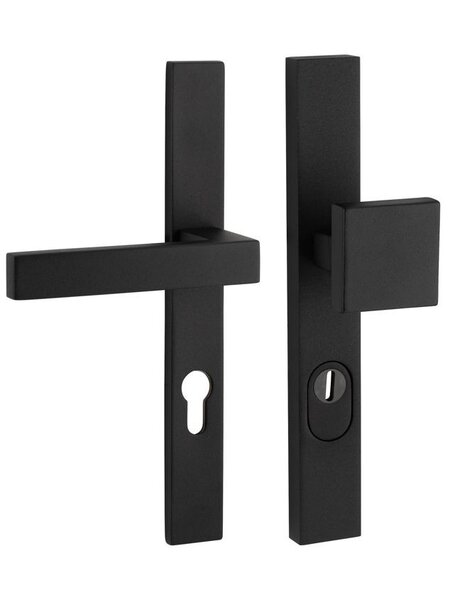 Artitec Veiligheidsdeurbeslag op recht schild SKG***  knop/deurklink METRO LINKS - Zwart - PC 72 of 92 mm
