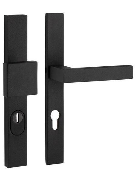 Artitec Veiligheidsdeurbeslag op recht schild SKG***  knop/deurklink METRO RECHTS - Zwart - PC 72 of 92 mm