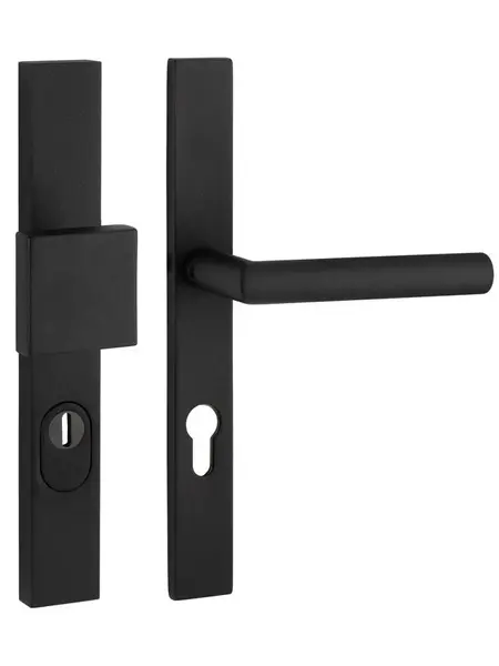 Artitec Veiligheidsdeurbeslag op recht schild SKG***  knop/deurklink T-model - Zwart - PC 72 of 92 mm