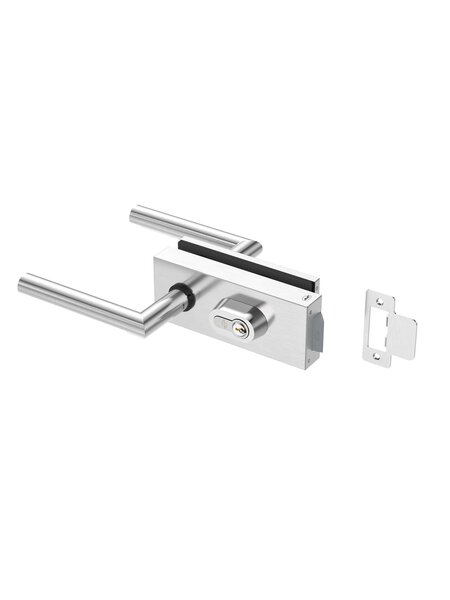 JNF Architectural Hardware JNF ALL IN glazendeurslot met deurklinken + cilinder - Inox satijn