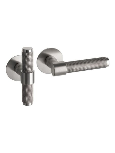 Artitec RVS deurklinken RAW L+T op ronde rozetten van 2 mm dik