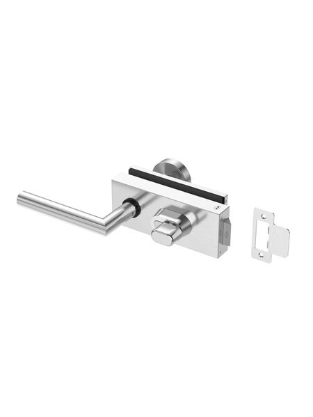 JNF Architectural Hardware JNF ALL IN glazendeurslot met deurklink + vaste deurknop + knopcilinder - Inox satijn