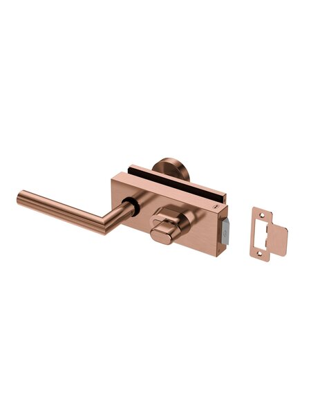 JNF Architectural Hardware JNF ALL IN glazendeurslot met deurklink + vaste deurknop + knopcilinder - Koper PVD