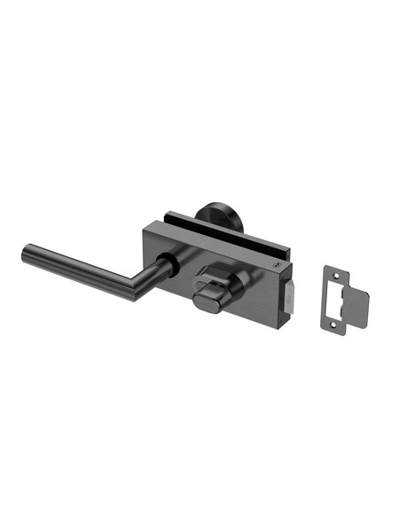 JNF Architectural Hardware JNF ALL IN glazendeurslot met deurklink + vaste deurknop + knopcilinder - Zwart PVD