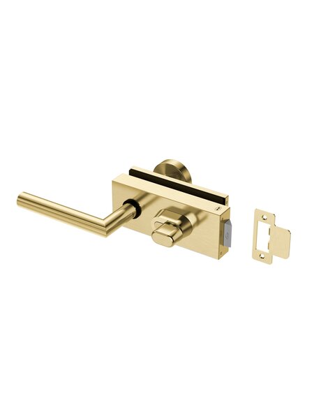 JNF Architectural Hardware JNF ALL IN glazendeurslot met deurklink + vaste deurknop + knopcilinder - Goud PVD