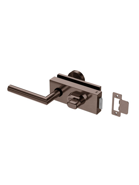 JNF Architectural Hardware JNF ALL IN glazendeurslot met deurklink + vaste deurknop + knopcilinder - Chocolate PVD