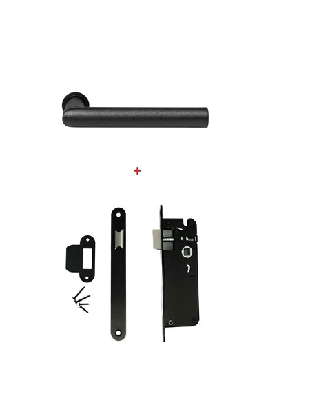 In-Door Minimalistische zwarte ronde deurkruk + zwart smalslot