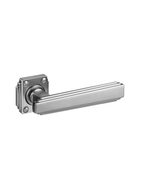 JNF Architectural Hardware Paar JNF ART DECO deurklinken IN.00.470 op rozet - Inox satijn