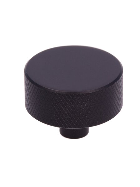 I.B.E. Zwarte ronde meubelknop Ø 33 mm geribbeld