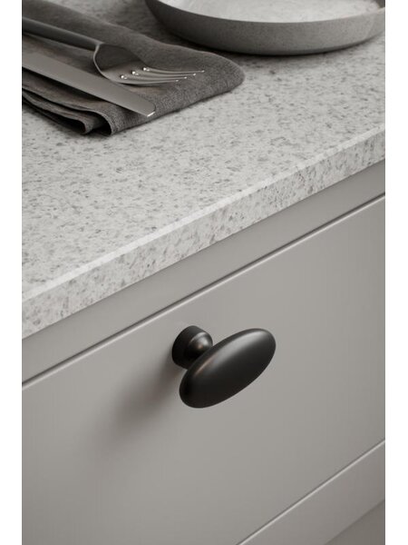 Furnipart Ovale meubelknop BARON T - Mat zwart