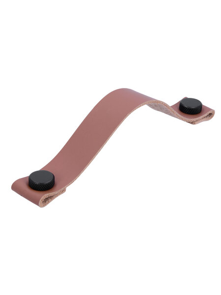 I.B.E. Bruin lederen greep 160 mm met zwarte knopjes