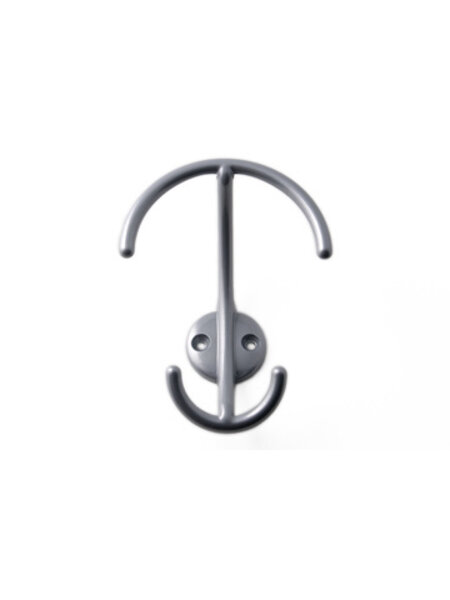 I.B.E. Hoed-/ jashaak 118 mm hoog uit zamac  Aluminium kleur