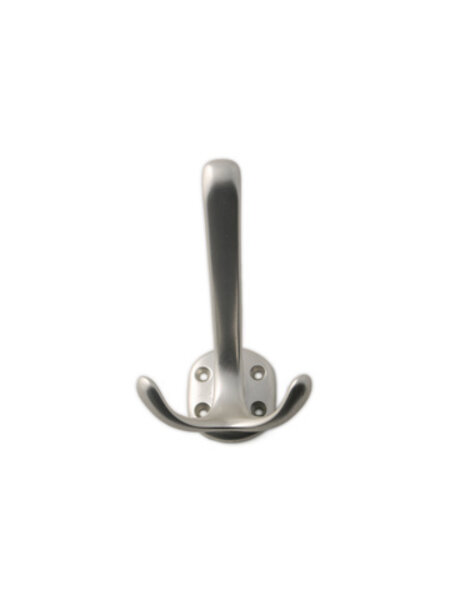 I.B.E. Jas-/ hoedhaak dubbel 110 mm hoog zilver
