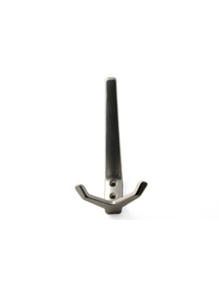 I.B.E. Jas-/ hoedhaak dubbel 125 mm hoog zilver