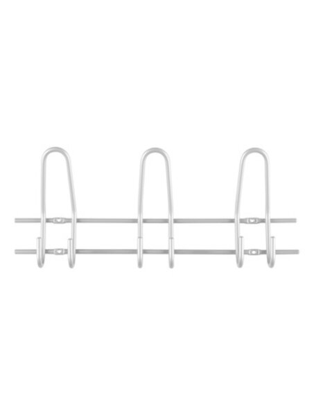 I.B.E. Kapstok met 3 dubbele haken 390 mm Aluminium kleur recht
