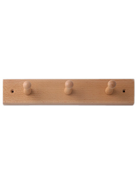 I.B.E. Plankkapstok beuk met 3 haken vernist 320 mm breed