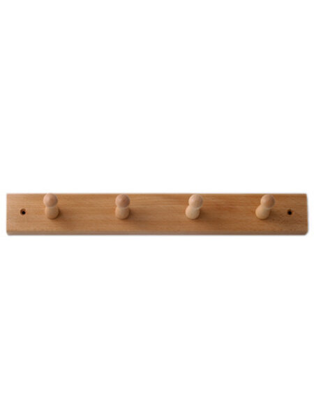 I.B.E. Plankkapstok beuk met 4 haken vernist 410 mm breed
