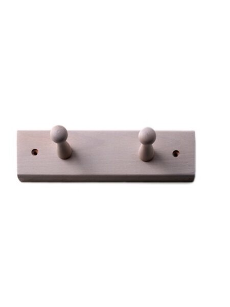 I.B.E. Plankkapstok beuk met twee haken Wit 225 mm breed