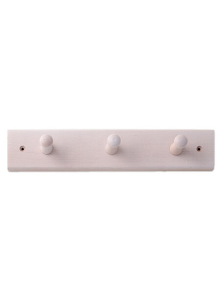 I.B.E. Plankkapstok beuk met 3 haken 315 mm breed Wit
