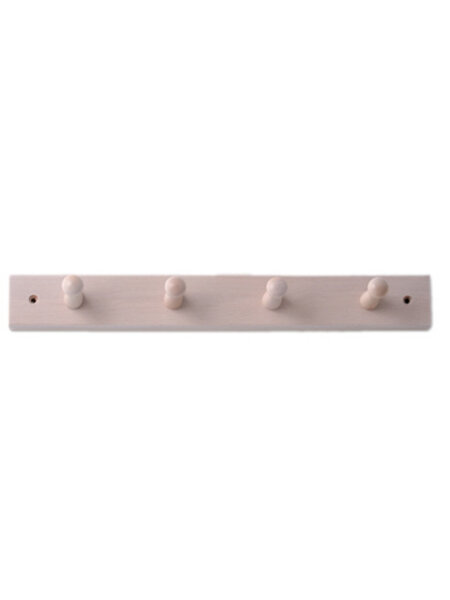 I.B.E. Plankkapstok beuk met 4 haken 410 mm breed wit